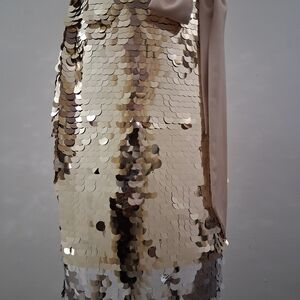 J. Crew Gold and Cream Asymmetrical Sequin Skirt